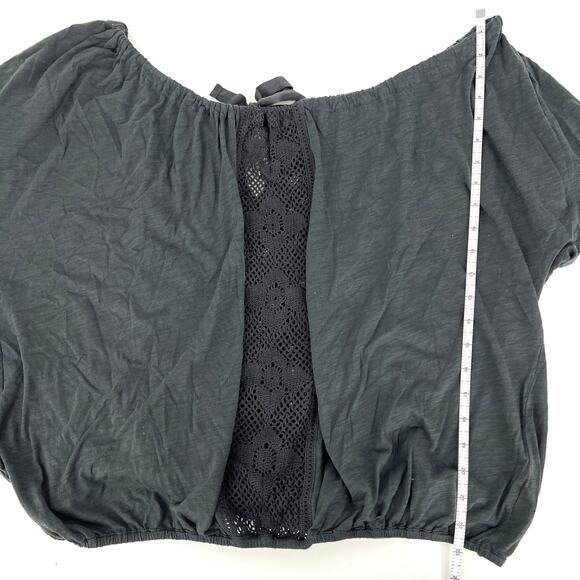 Anthropologie Ett Twa Size XL Black Lace Top Tie Back - Picture 5 of 9